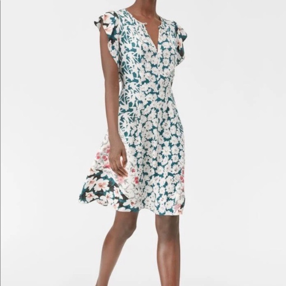Rebecca Taylor | Serene Fleur Print Mix Dress | Green | 10